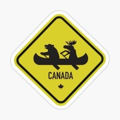 Canada Travel Bear & Moose Crossing Sign Vinyl Decal Sticker Phone Laptop Bumper