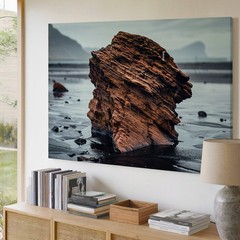 Large, Rugged Rock Formation Dominates The Center Of The Wall Art Canvas Print