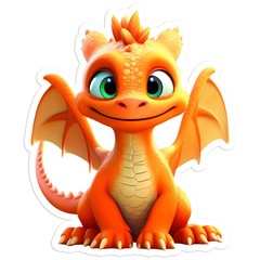 Cartoon Orange Dragon – Vinyl Decal Sticker – Car Window Laptop – #1525