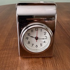 Pottery Barn Silver Plate Desk Paperweight PaperClip Battery Clock Works