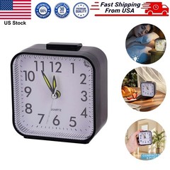 Silent Non-Ticking Alarm Clock with Night Light – Battery Powered Bedside Travel