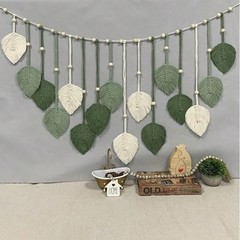 Boho Macrame Leaf Wall Hanging Rustic Chic Decor for Bedroom Living Room Gift
