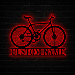 Personalized Mountain Bike LED Metal Sign Custom Cyclist Name Decor