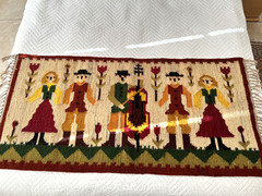 VINTAGE POLAND CEPELIA HANDWOVEN WALL KILIM RUG TAPESTRY 53″ X 23″