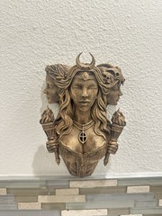 Triple Goddess Hecate Wall Mount Sculpture Gothic Mythology Altar Pagan Decor