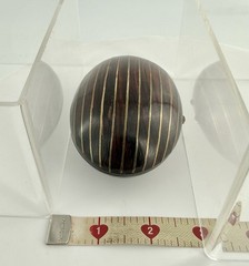 Mid Century Modern Rosewood Brass Inlay Clam Shell Trinket Box Paul Evans Style