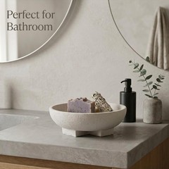 Beige Large Resin Pedestal Decorative Fruit Bowl Kitchen Counter Centerpiece