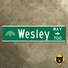 Oakland California Wesley Way 700 block street sign 24×6
