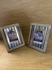 2 Farmhouse Style 6″ Picture Frames 2” X 3” Photo Wood Tin Metal Clip Rustic