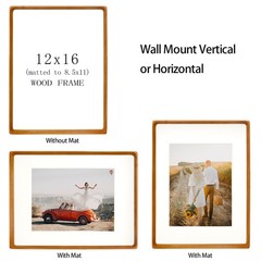 12×16 Picture Frames Teak Solid Wood Vertical Horizontal Standing Display Pho…