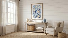 Blue Seashells Painting Art Poster Coastal Beach House Decor Ocean Shell Print