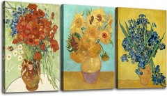 OKEXCKK 3 Piece Sunflowers- Irises Flower Vase Vincent Van Gogh Art