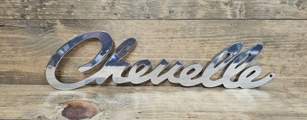 Chevy Chevelle Script Chrome Steel Sign