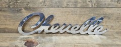 Chevy Chevelle Script Chrome Steel Sign
