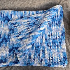 Handmade Blue Crochet Throw Blanket 35x42in