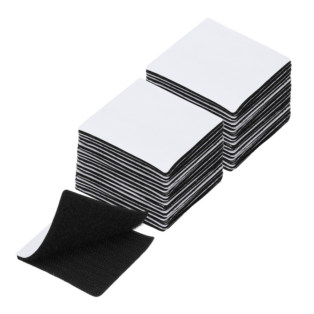 16 Set 2×2 Inches Hook and Loop Dots Square Self Adhesive Tape Black