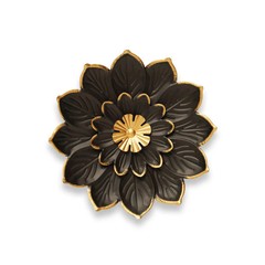 G128 9 IN Black and Gold Metal Daisy-Style Flower Wall Art