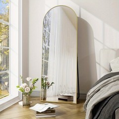 Full Length Floor Mount Mirror. Aluminum Alloy Frame Arch HD For Bedroom