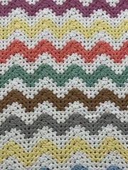 Shabby Chic Afghan Throw Blanket White And Pastel Colors Zigzag Pattern