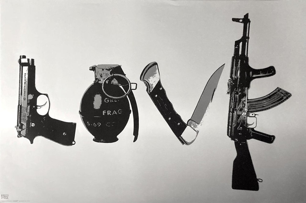 Steez Love Guns Grenade Knife AR15 Poster Wall Print Graffiti Art 36″x24″ – New