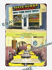 1930-45 La Nueva Rumba, New York, New York tin sign restaurant lounge decor