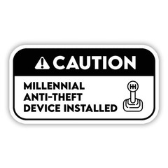 CAUTION Millennial AntiTheft Device Installed Manual Gearbox Decal Sticker Vinyl