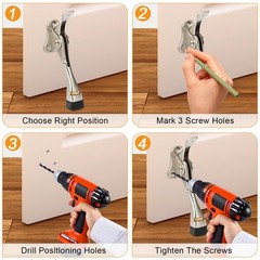 Kickdown Door Stopper 4 Inches – 2 Packs One Touch Adjustable Satin Nickel