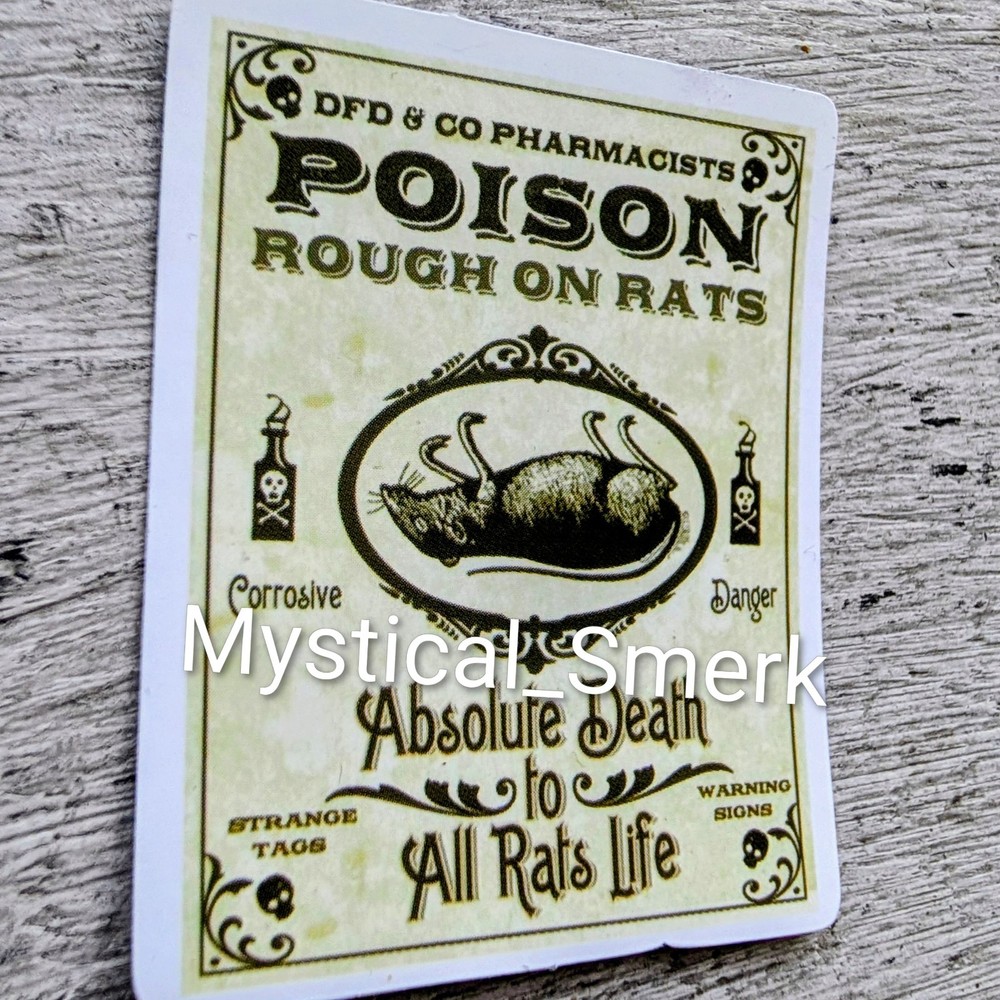 Haunted Active Spirit Negative Witch Magick Potion Rat Poison Sticker 1 Pc