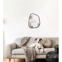 Hlfmvwe Asymmetrical Wall Mirror Irregular Wood Frame Modern Unique