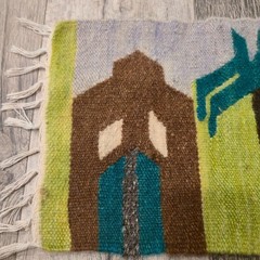 Handwoven Folk Art Textile Boho Wall Hanging Palm Tree Hut Southwestern Decor