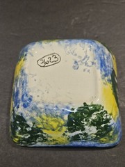 Square Ceramic Spongeware Bowl, 5″x5″