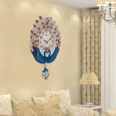 Luxury Large Wall Clock Peacock Wall Watch Living Room Home Decor Retro European
