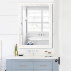 White Shell Framed Rectangular Mirrors for Bathroom, 30×40 Inch Mirrors with …