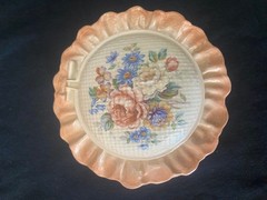 Ceramic Decor – Vintage 1980s – 3 piece set – Matte Glazed with Fired on Decals