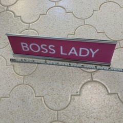 2″x 8″ Funny Joke Desk Name Plate Holder Set » Boss Lady » Custom Engraving Pink