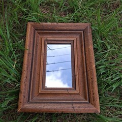 Vintage Small Wooden Frame Mirror