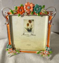 New Ashleigh Manor FLORAL Picture Frame 3″x3″ Silver Pewter