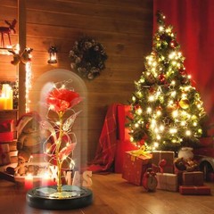Forever Galaxy Rose In Glass Dome Eternal LED Light Flower Valentine’s Day Gift
