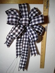 Spring Summer Bow check black & white approx. 9 in. decoration wreath hand tied