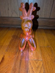 Pink Balloon Reindeer Figurine Sculpture, Free Standing Decor for Kids & Adults