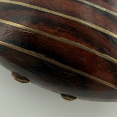 Mid Century Modern Rosewood Brass Inlay Clam Shell Trinket Box Paul Evans Style