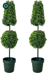 Admired By Nature 38 Inch Artificial Topiary Plant Tree 2 Ball-Shape Faux Top…