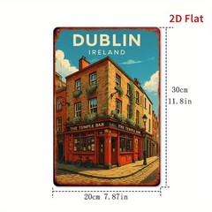 Dublin Ireland Temple Bar Metal Sign Vintage Travel Poster Pub Wall Decoration
