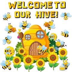 35 PCS Bee Theme Classroom Decoration Hive Sunflower Bulletin Board Cutout