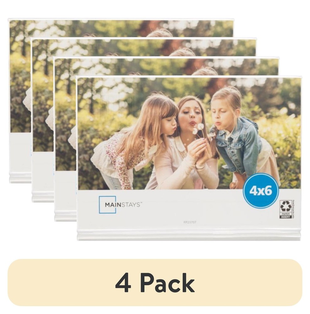 (4 pack) 4″ x 6″ Horizontal Bent Acrylic Tabletop Picture Frame