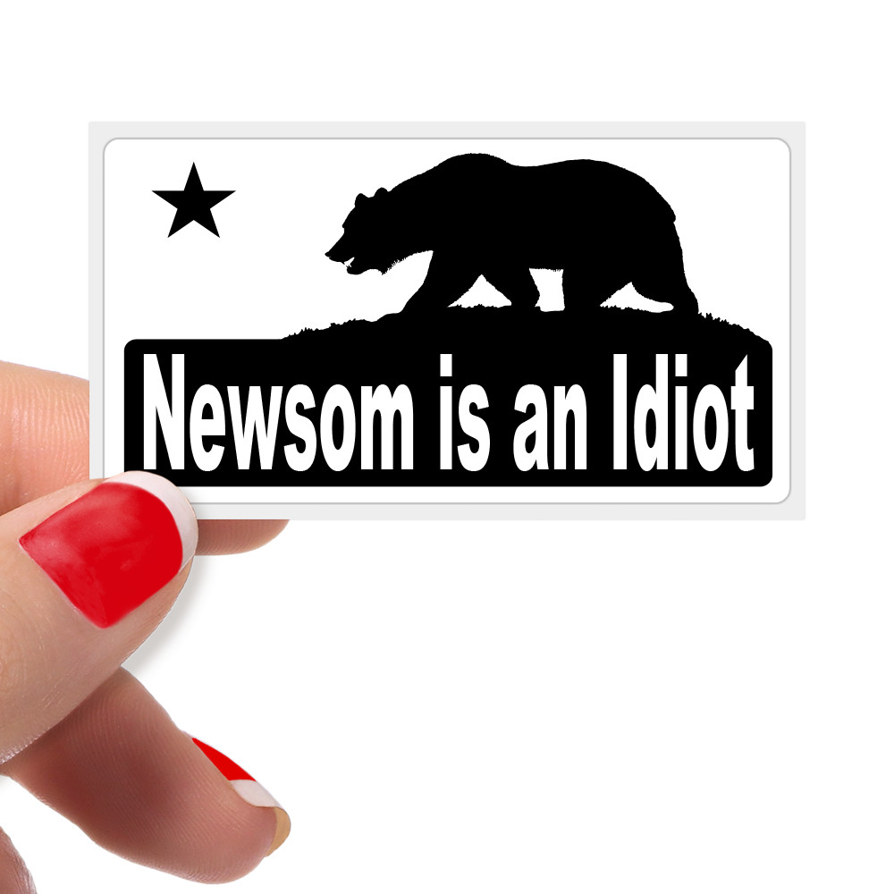 «Newsom Is An Idiot» Bulk Protest Stickers California State Governor Sucks