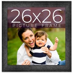 26×26 Frame Black Real Wood Picture Frame Width 1.5 inches | Interior Frame Dept