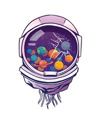 3” Astronaut Helmet Sticker Spaceman Planets Space Galaxy Solar System Head