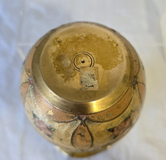 Solid Brass Fluted Vase 7″ Hand Painted Enamel Floral Details Decorative Vintage