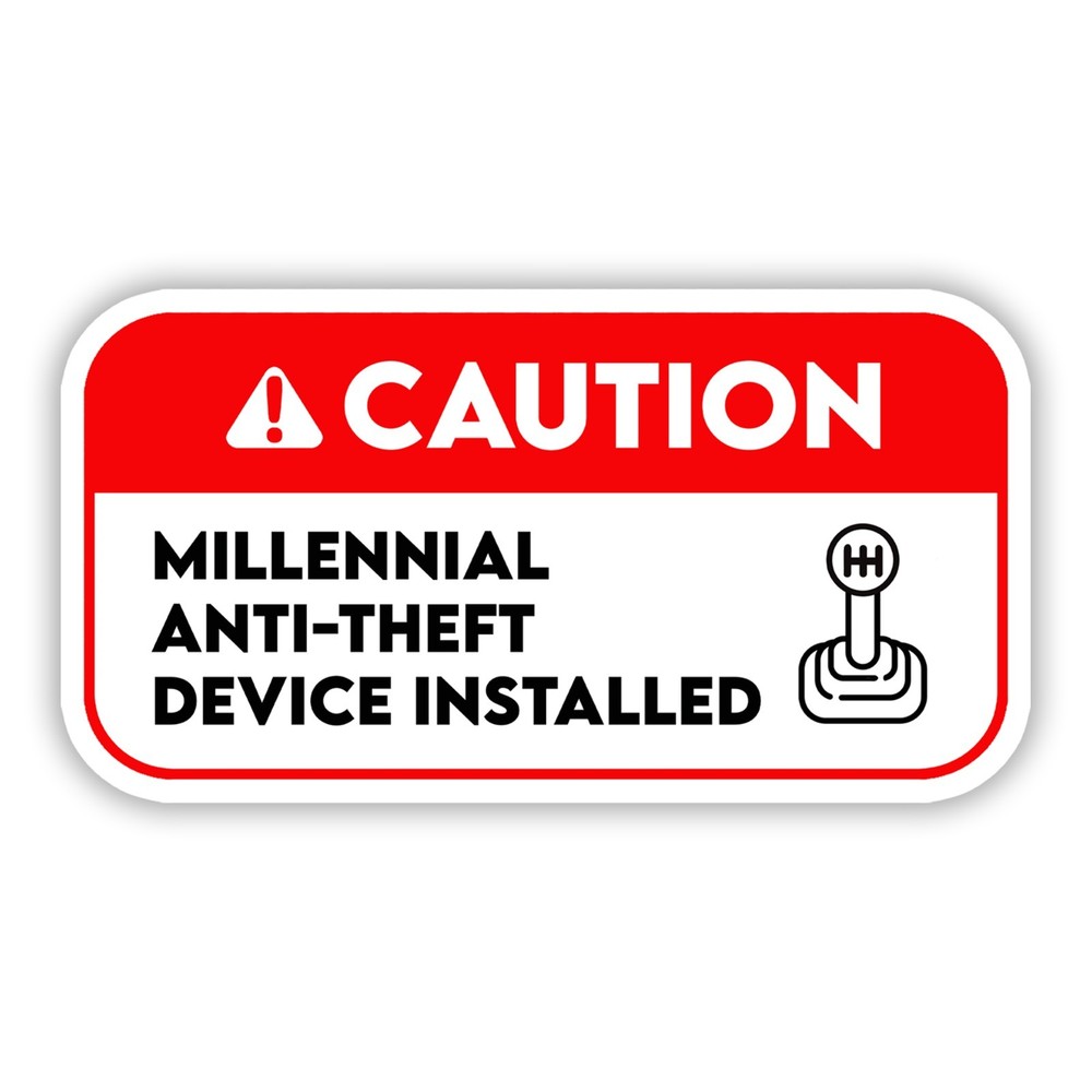 CAUTION Millennial AntiTheft Device Installed Manual Gearbox Decal Sticker Vinyl